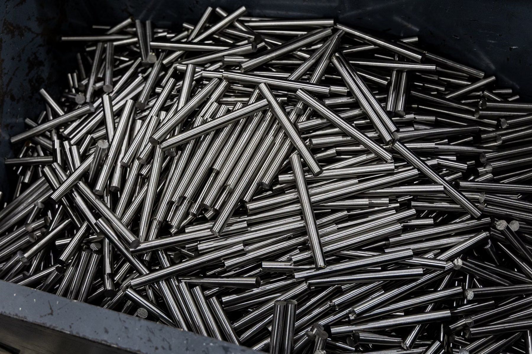 Metal bar stock in a material store